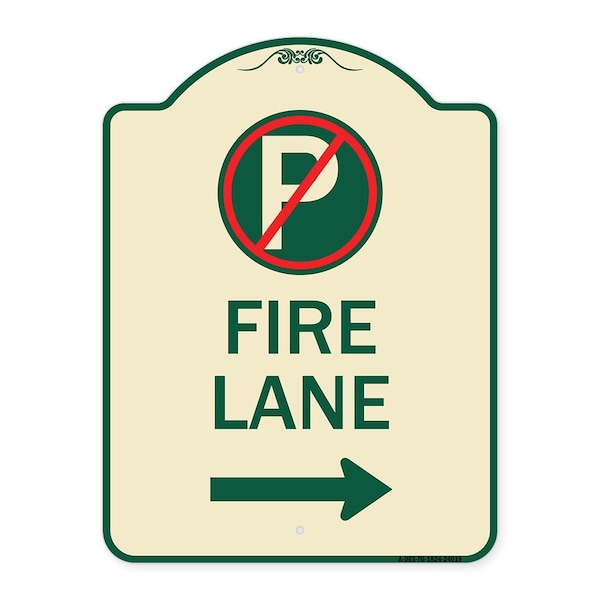 Signmission Fire Lane No Parking and Right Arrow Heavy-Gauge Aluminum Sign, 24" x 18", TG-1824-24019 A-DES-TG-1824-24019 - main